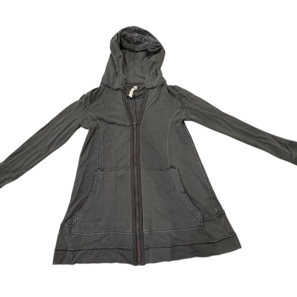 FREE PEOPLE - WE THE FREE Women's Gray Hooded Zip Up Sweater/Tunic